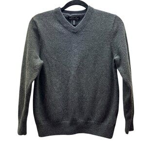 MARK LAW Merino Wool V-Neck Charcoal Pullover Long Sleeve Sweater Size M READ